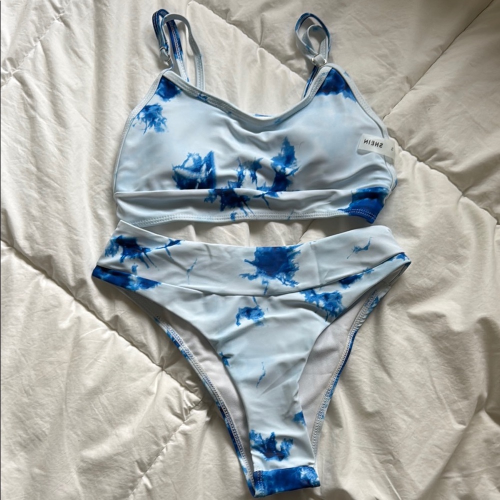 Shein Blue Tie-Dye Bikini Set